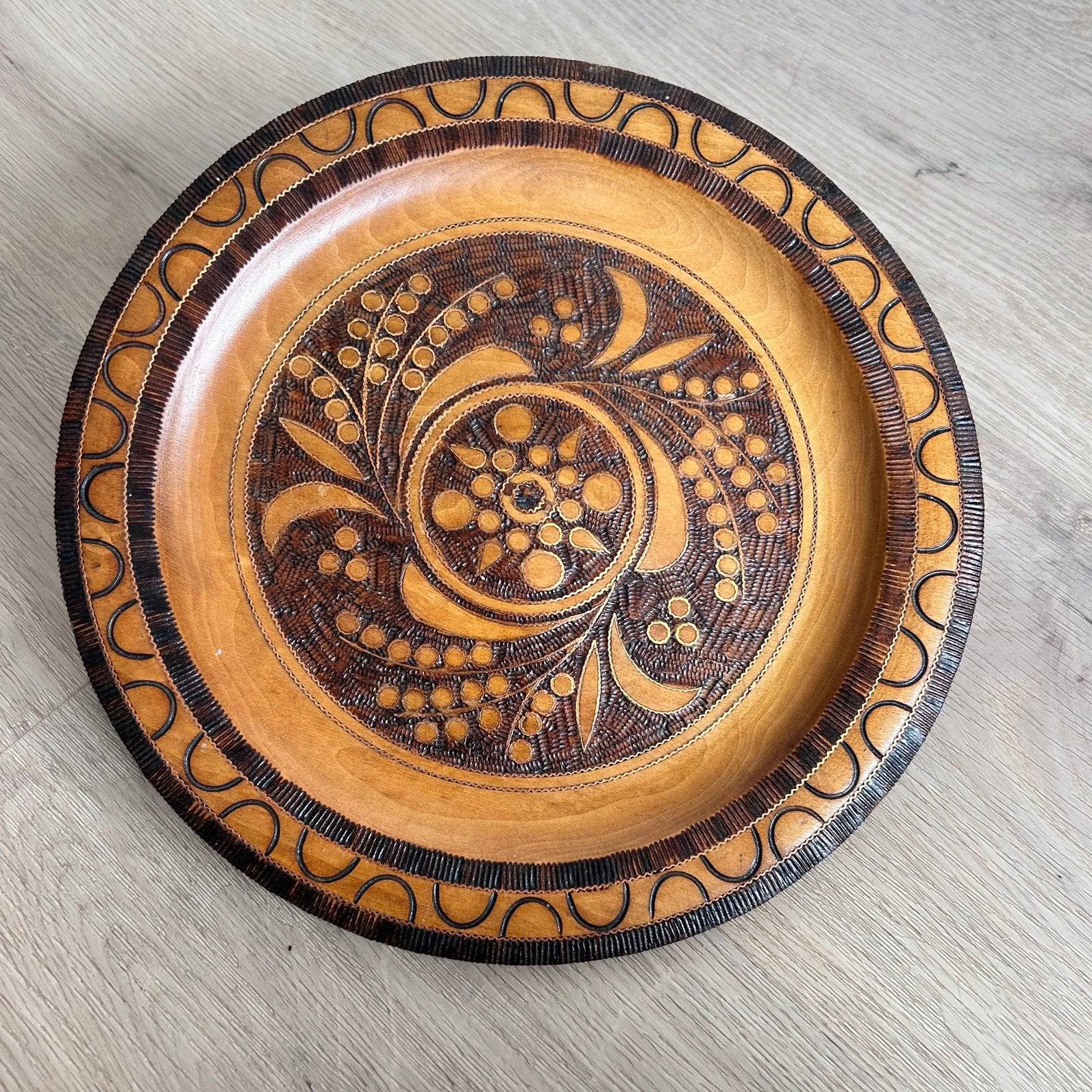 Cepelia houten schaal 29 cm | Poolse folk art vintage, Ophalen of Verzenden