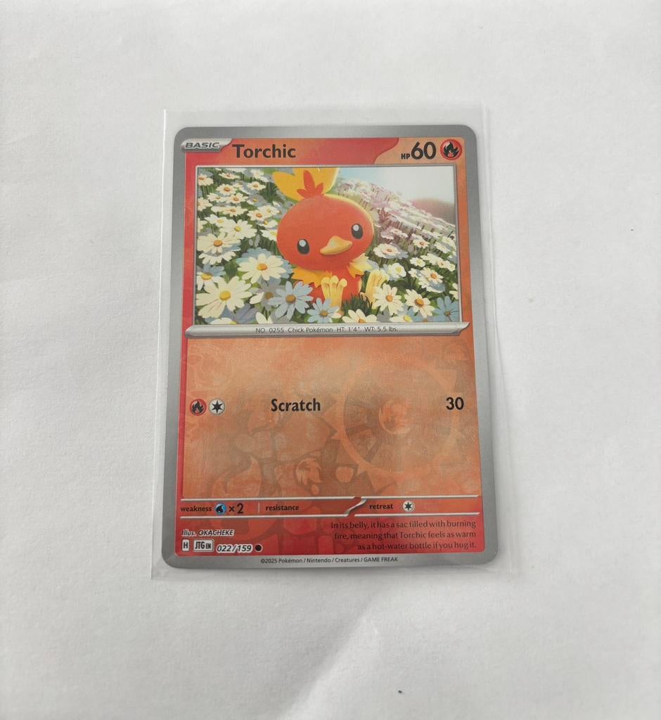 Pokemon Torchic 022/159 JTG reverse holo, Ophalen of Verzenden, Nieuw, Losse kaart, Foil