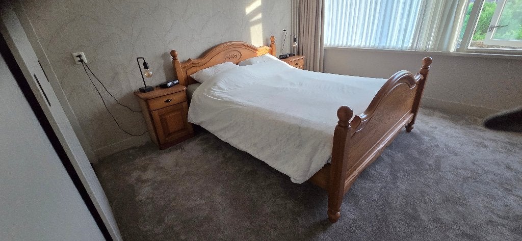 Tweepersoonsbed 80x200 met elektrisch verstelbare bodems, Ophalen, Bruin, Tweepersoons, 200 cm