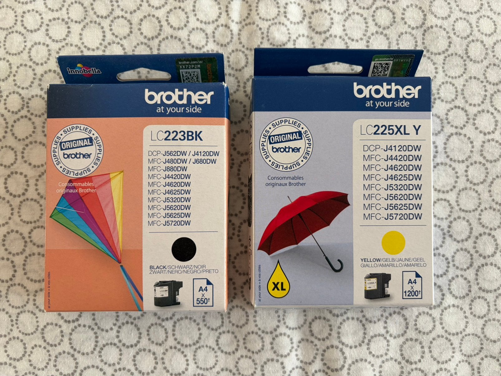 Nieuwe Brother cardridges LC223BK en LC225XL Y, Ophalen of Verzenden, Nieuw, Cartridge