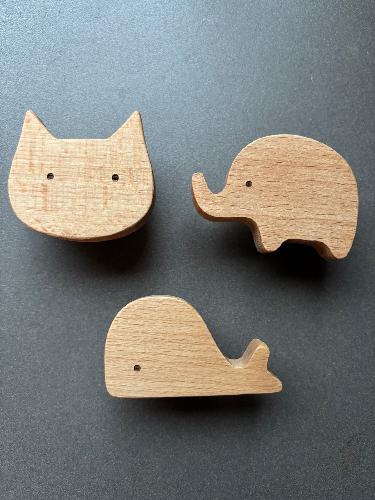 Houten dierfiguren kinderkapstok poes 3 st schroef - zuignap, Ophalen of Verzenden, Nieuw