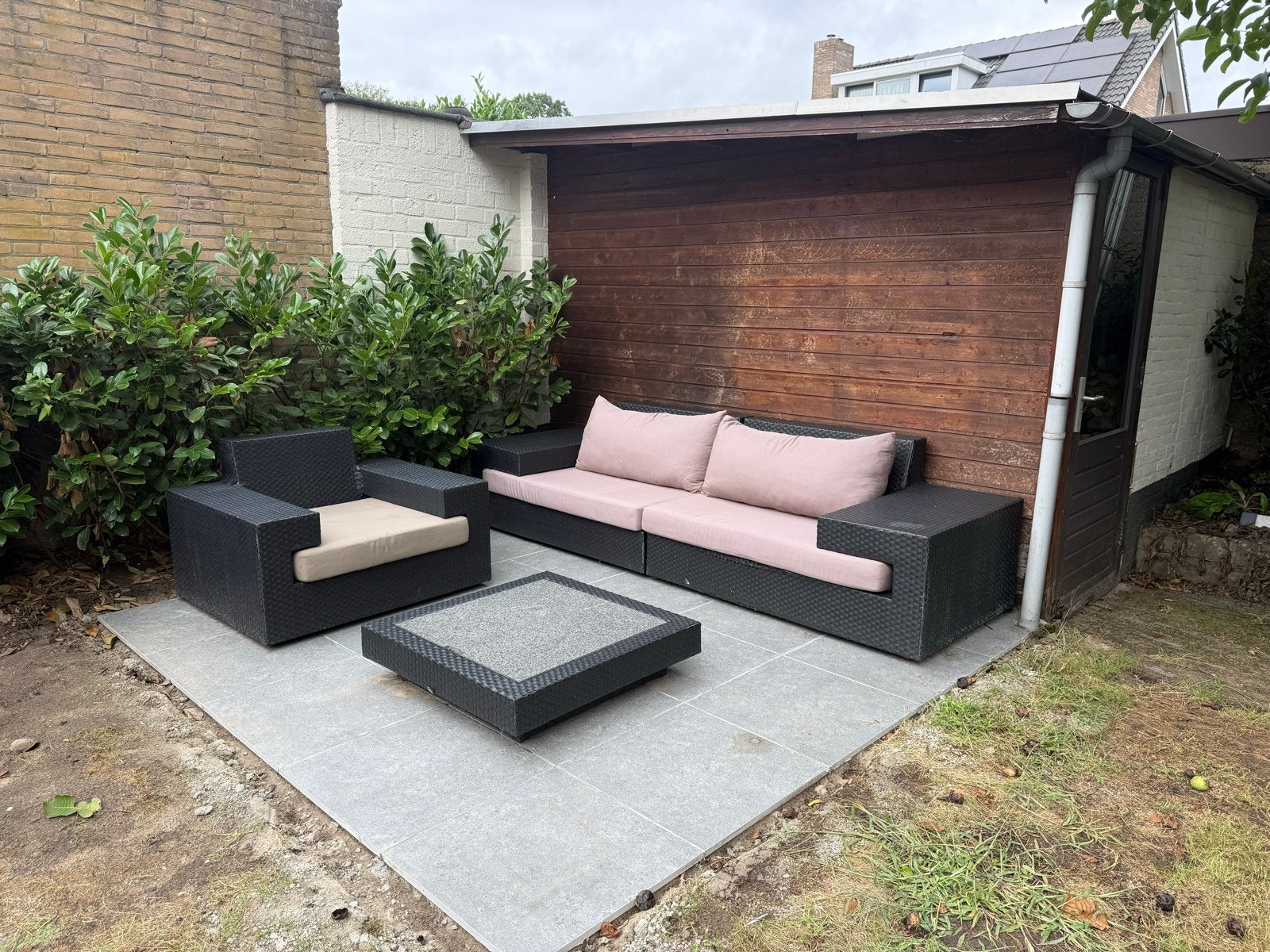 Wicker Loungeset met 3 zitplaatsen en salontafel, Ophalen, Gebruikt, 3 zitplaatsen, Loungeset