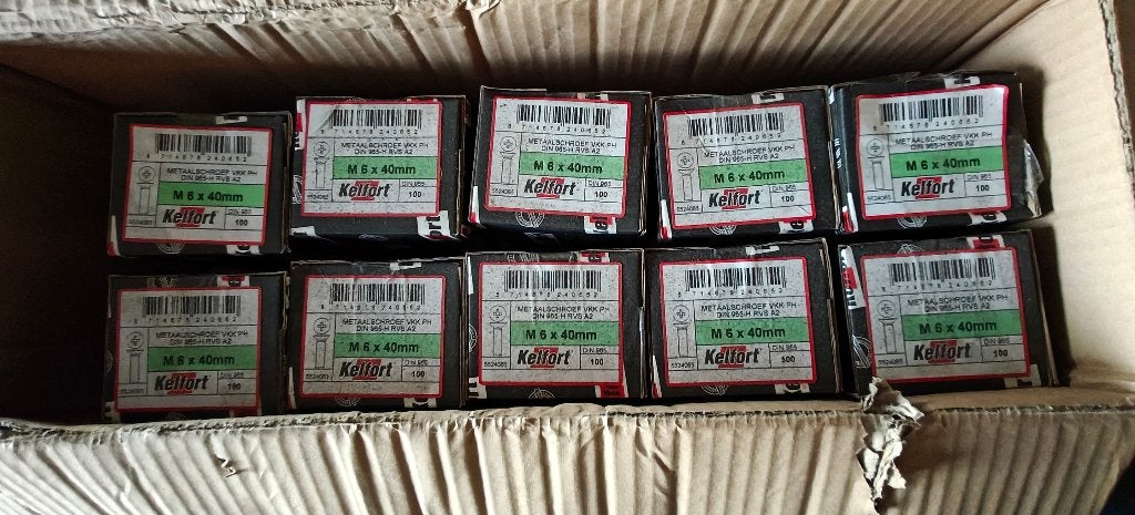 Kelfort RVS Schroeven M6x40mm - 10 dozen van 100 stuks, Schroeven, Nieuw, Ophalen of Verzenden, Minder dan 50 mm