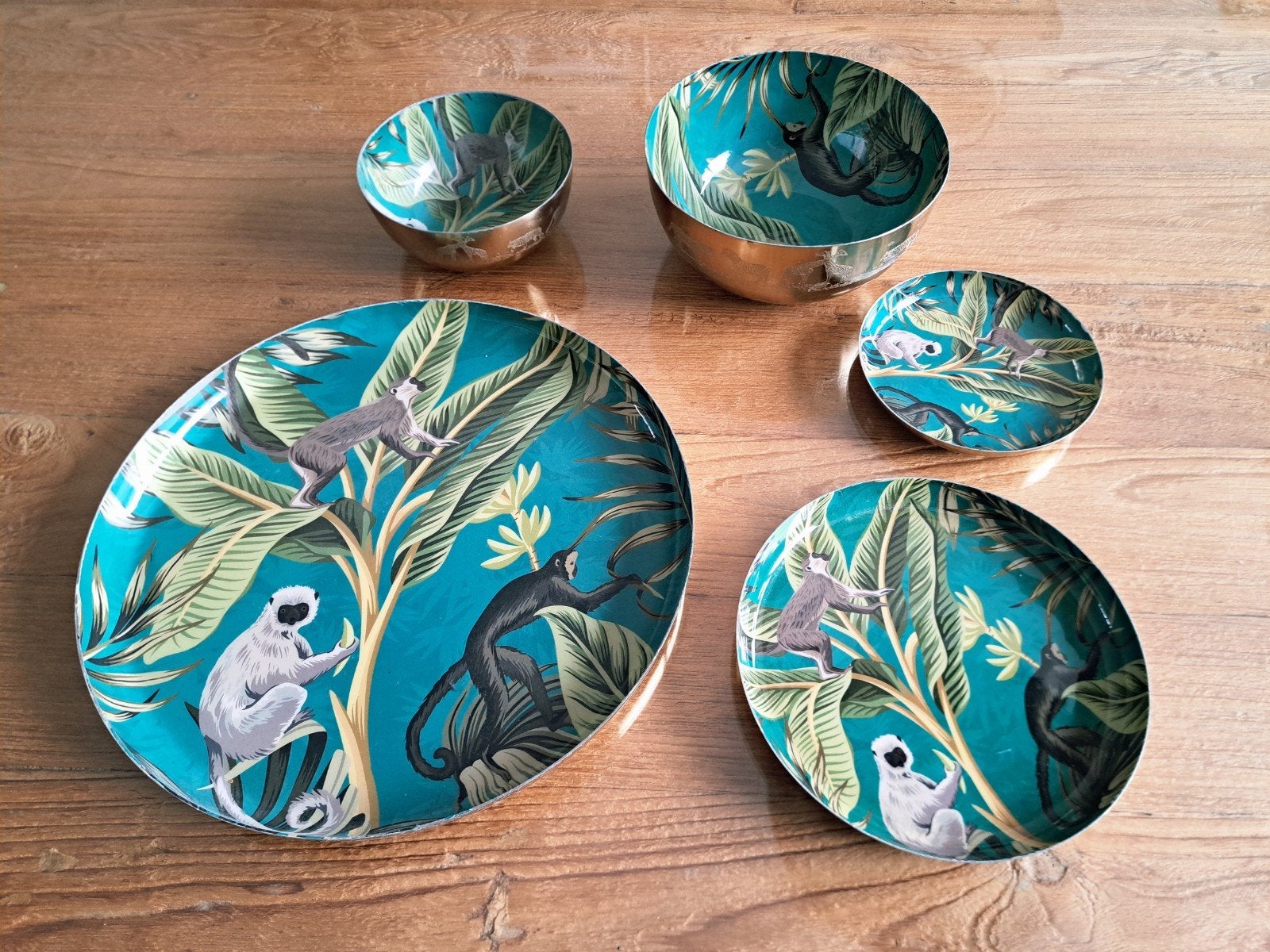Set Schaaltjes Borden Metaal Dieren Bloemen Goud Schaal Bord, Ophalen of Verzenden, Nieuw, Overige stijlen, Schaal of Schalen