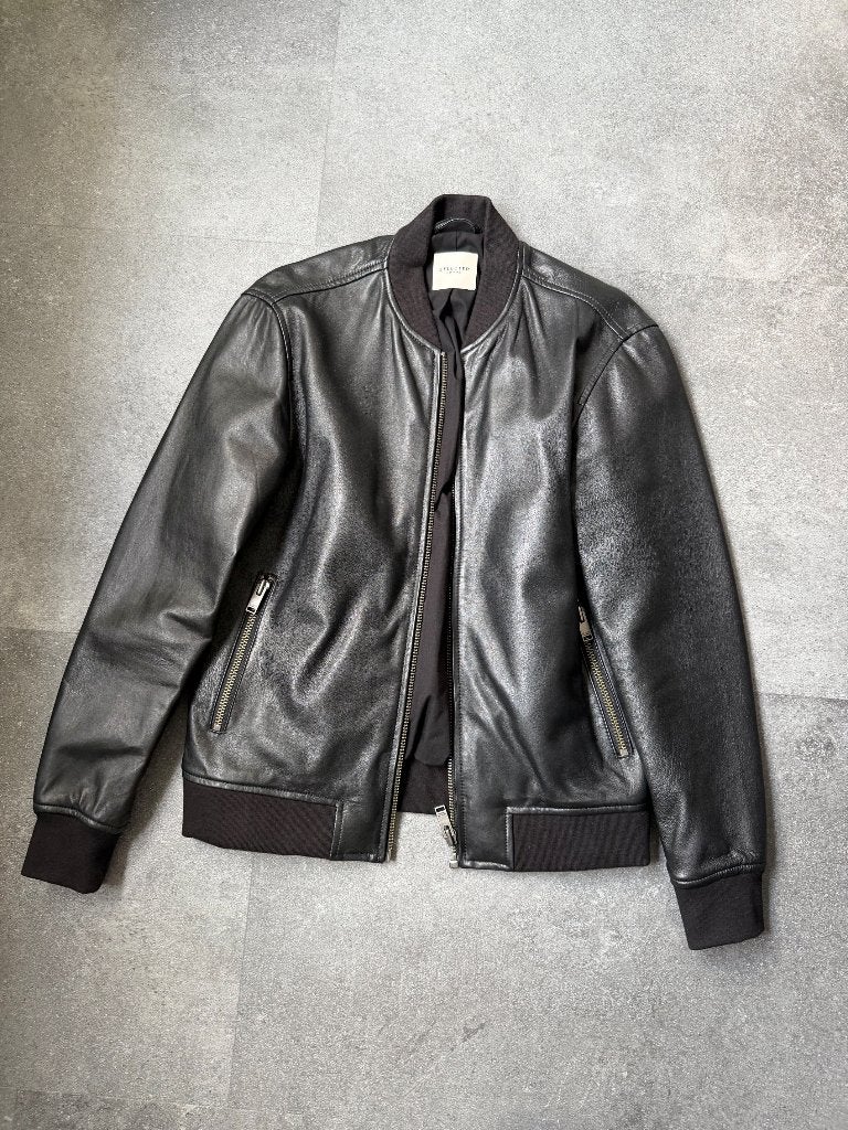Selected Homme 'Bomber' leren jack, zwart, medium, nieuw, Maat 48/50 (M), Zwart, Nieuw, Ophalen of Verzenden