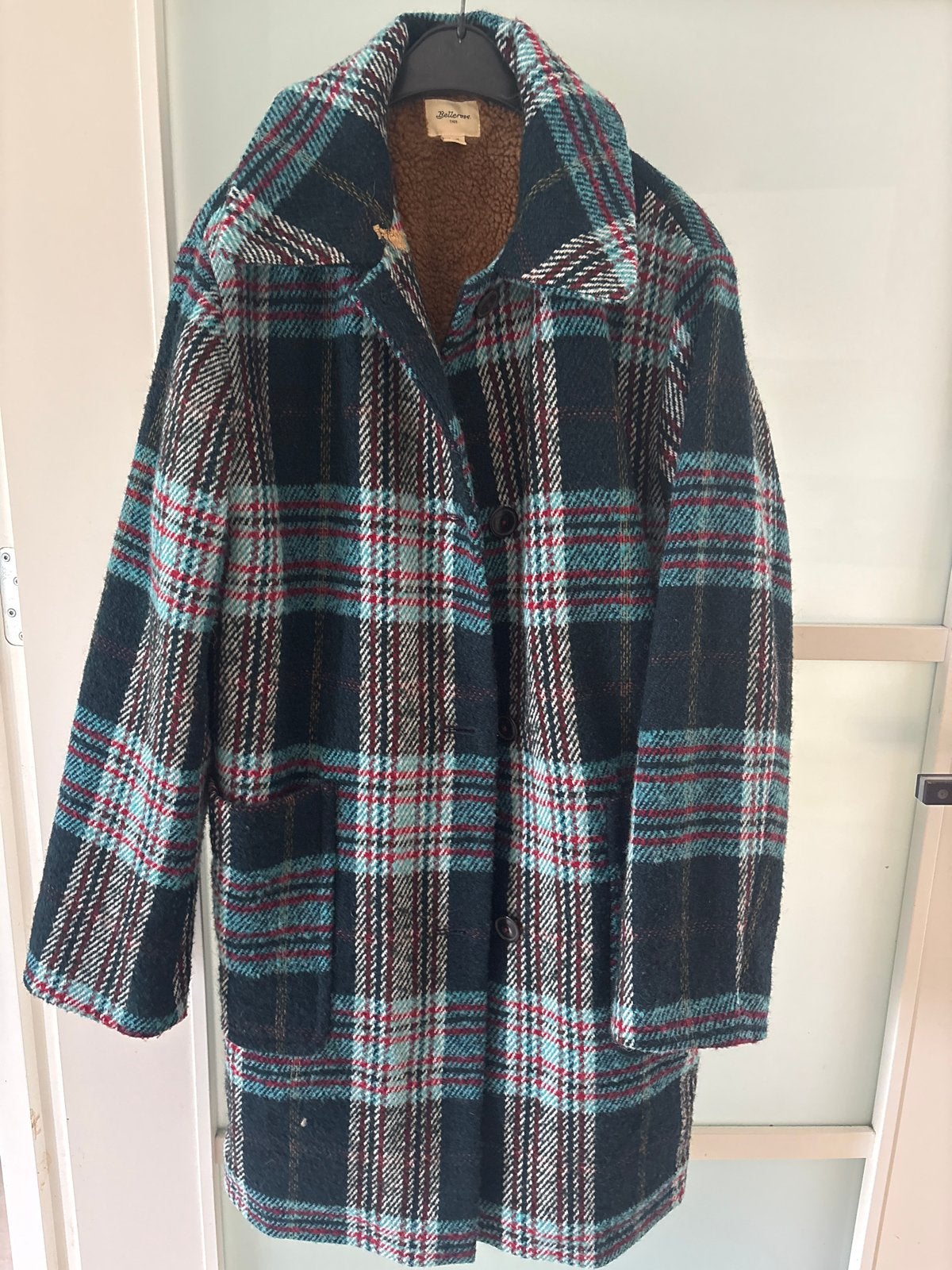 Bellerose geruite jas met teddy voering - Maat M, Kleding | Dames, Ophalen of Verzenden, Zo goed als nieuw, Maat 38/40 (M), Blauw