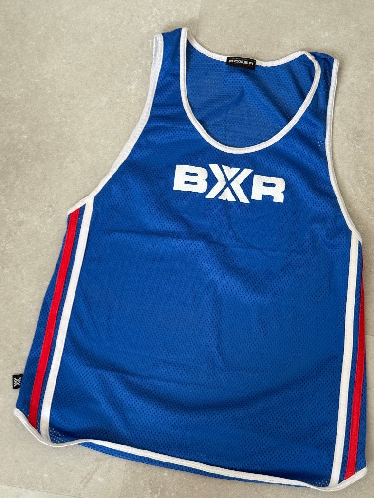 Boxer Barcelone, tanktop, hemd, mesh, maat L, Kleding | Heren, Sportkleding, Maat 52/54 (L), Blauw, Ophalen of Verzenden, Zo goed als nieuw