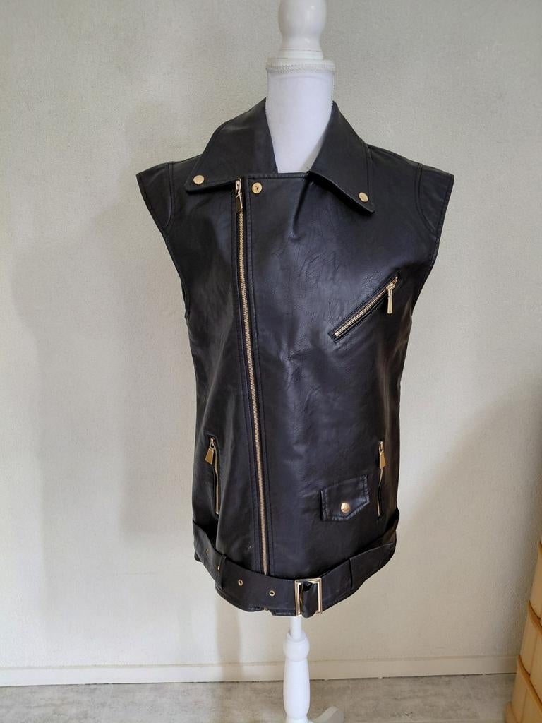 Loavies Zwart Mouwloos Bikerjack - Maat L, Zwart, Maat 42/44 (L), Ophalen of Verzenden, Loavies