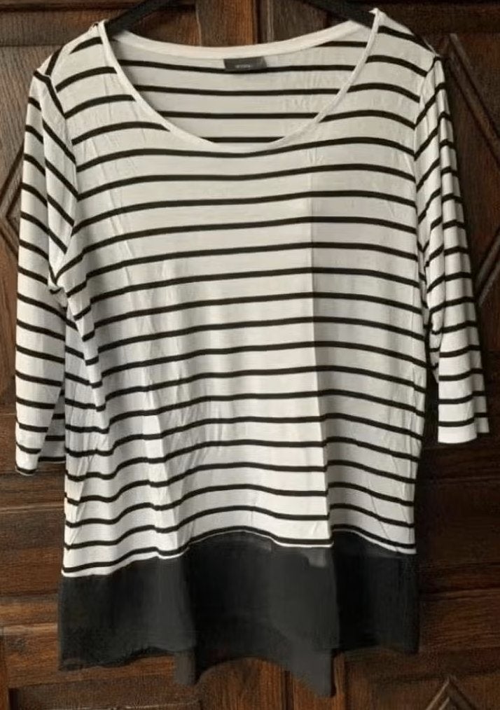 Zwart-wit gestreepte top 3/4 mouw; longsleef; Yessica C&A; L, Kleding | Dames, Meerkleurig, Maat 42/44 (L), Ophalen of Verzenden