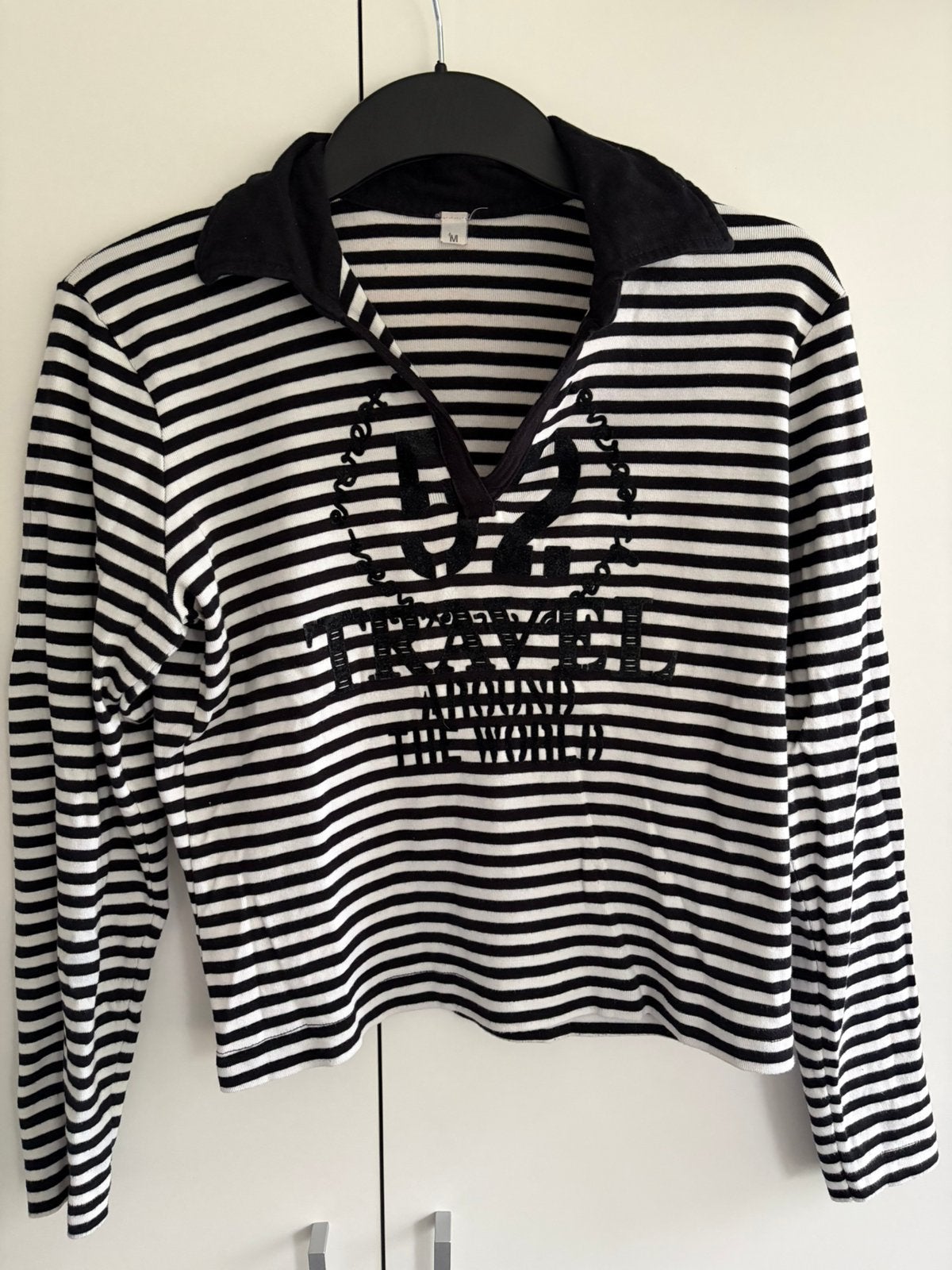 Gespreepte top met kraag M, Kleding | Dames, Maat 38/40 (M), Zo goed als nieuw, Lange mouw, Meerkleurig