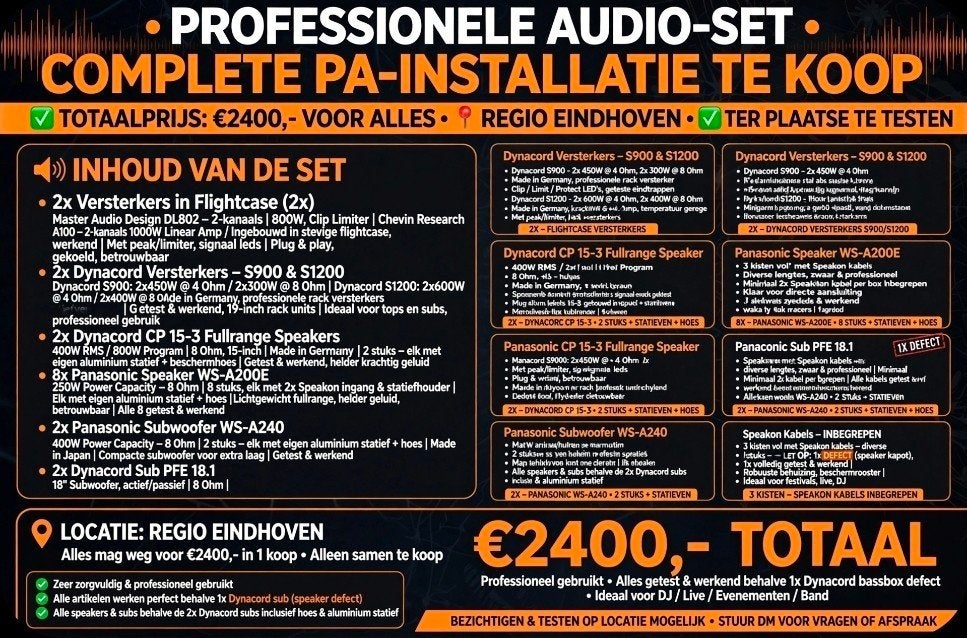Complete PA set, Ophalen of Verzenden, Minder dan 500 watt