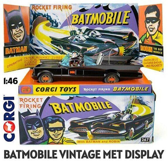CORGI BATMOBILE MET BATMAN EN ROBIN CLASSIC DISPLAY BOX 1:46, Verzenden, Nieuw, Auto, Corgi