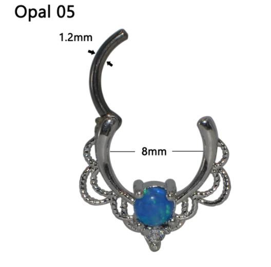 klikring met opaal en draadwerk 1.2, Overige materialen, Oor- of Traguspiercing, Nieuw, Ophalen of Verzenden