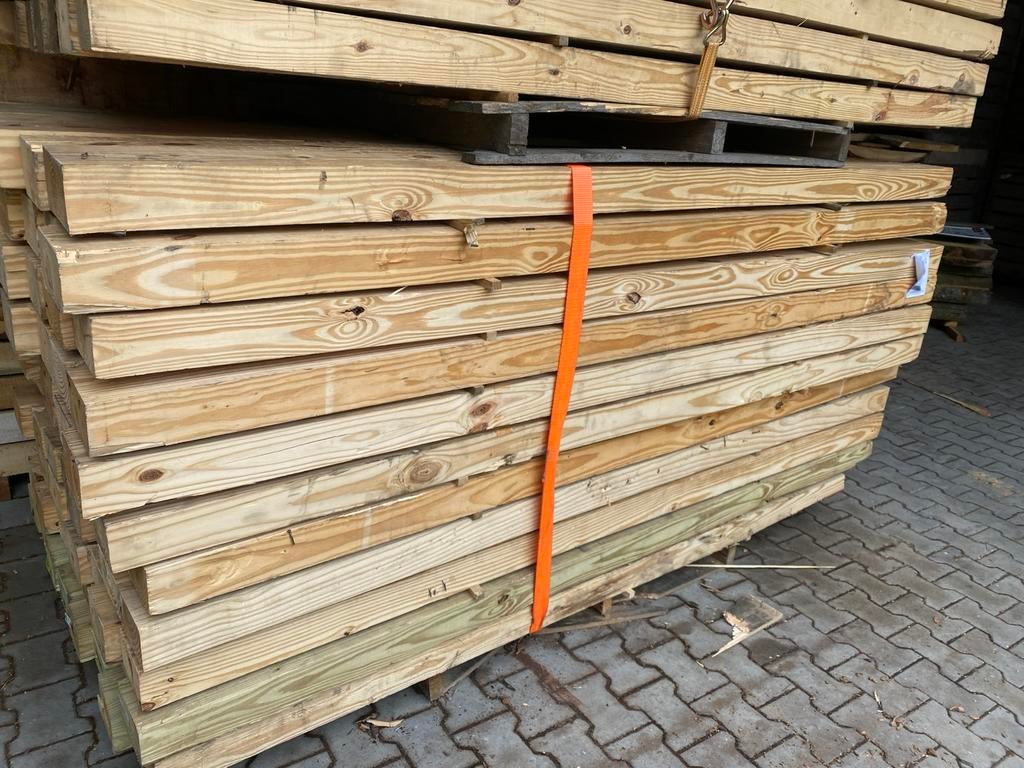 Palen douglas oregon pine grenen in 90x90x2440 en 90x140, Ophalen, Gebruikt