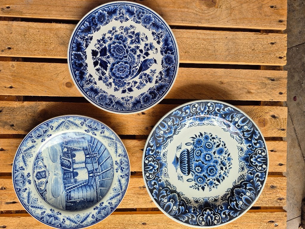 3 Delft blauwe wandborden, Antiek en Kunst, Antiek | Wandborden en Tegels, Ophalen