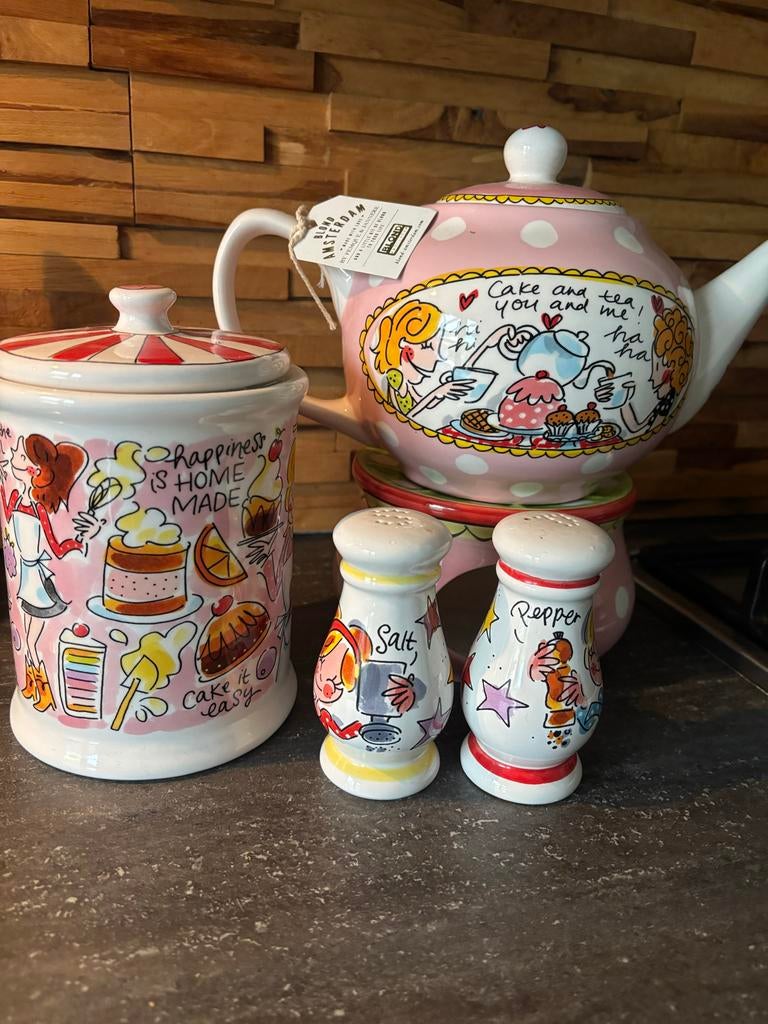 Blond Amsterdam Theepot, Voorraadpot & Peper/Zoutstel, Huis en Inrichting, Ophalen of Verzenden, Zo goed als nieuw