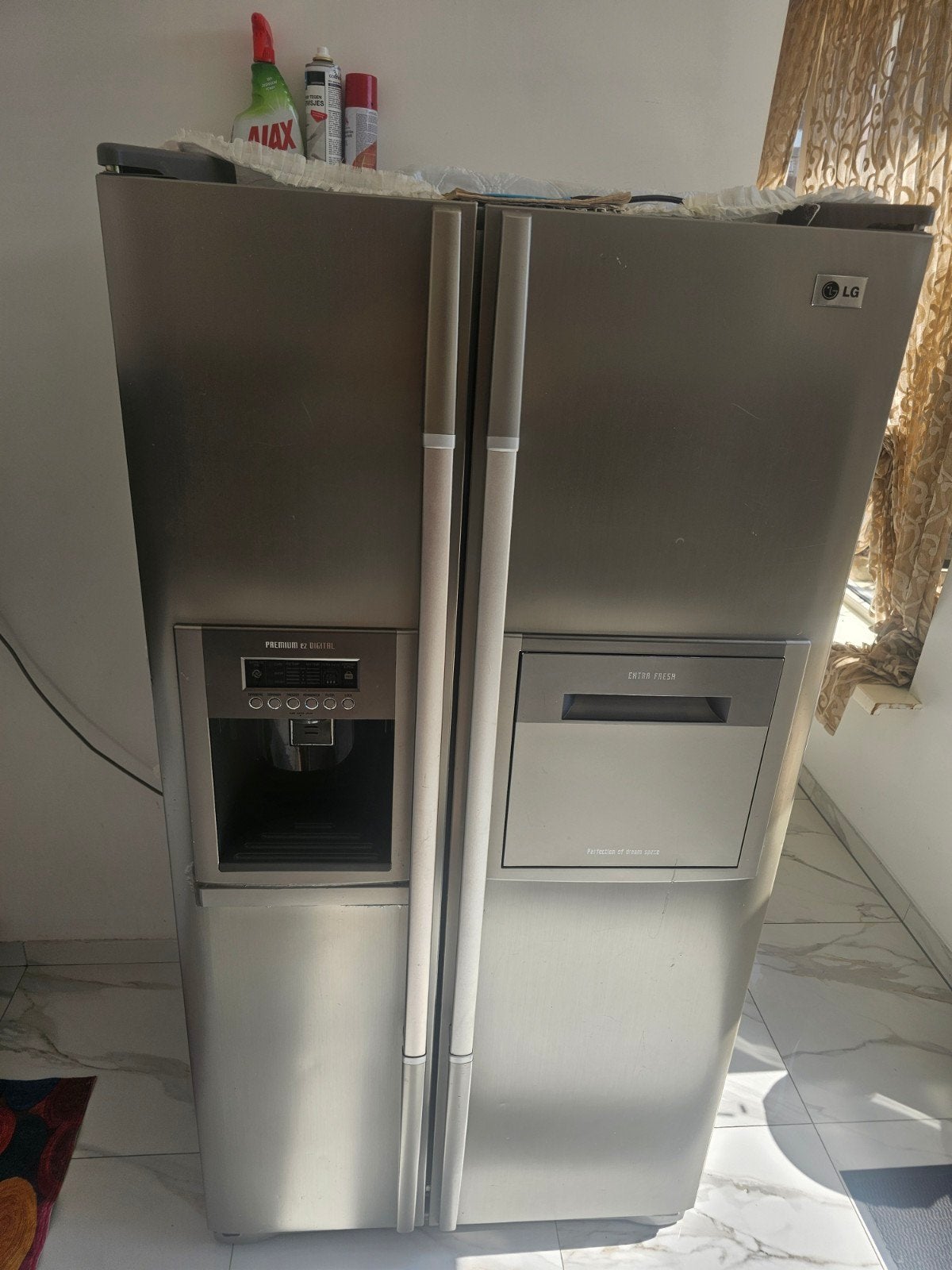 Amerikaanse dubbeldeurs koelkast/vriezer - defect, Witgoed en Apparatuur, 60 cm of meer, Met aparte vriezer, Niet werkend, 160 cm of meer