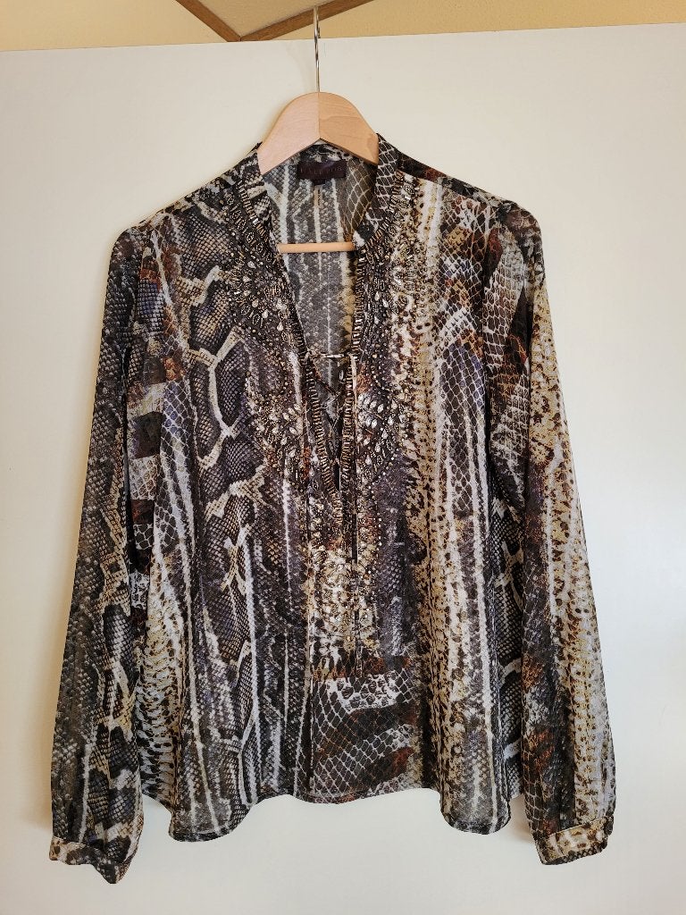 Hale Bob voile tuniek  blouse M, Maat 38/40 (M), Bruin, Ophalen of Verzenden, Zo goed als nieuw