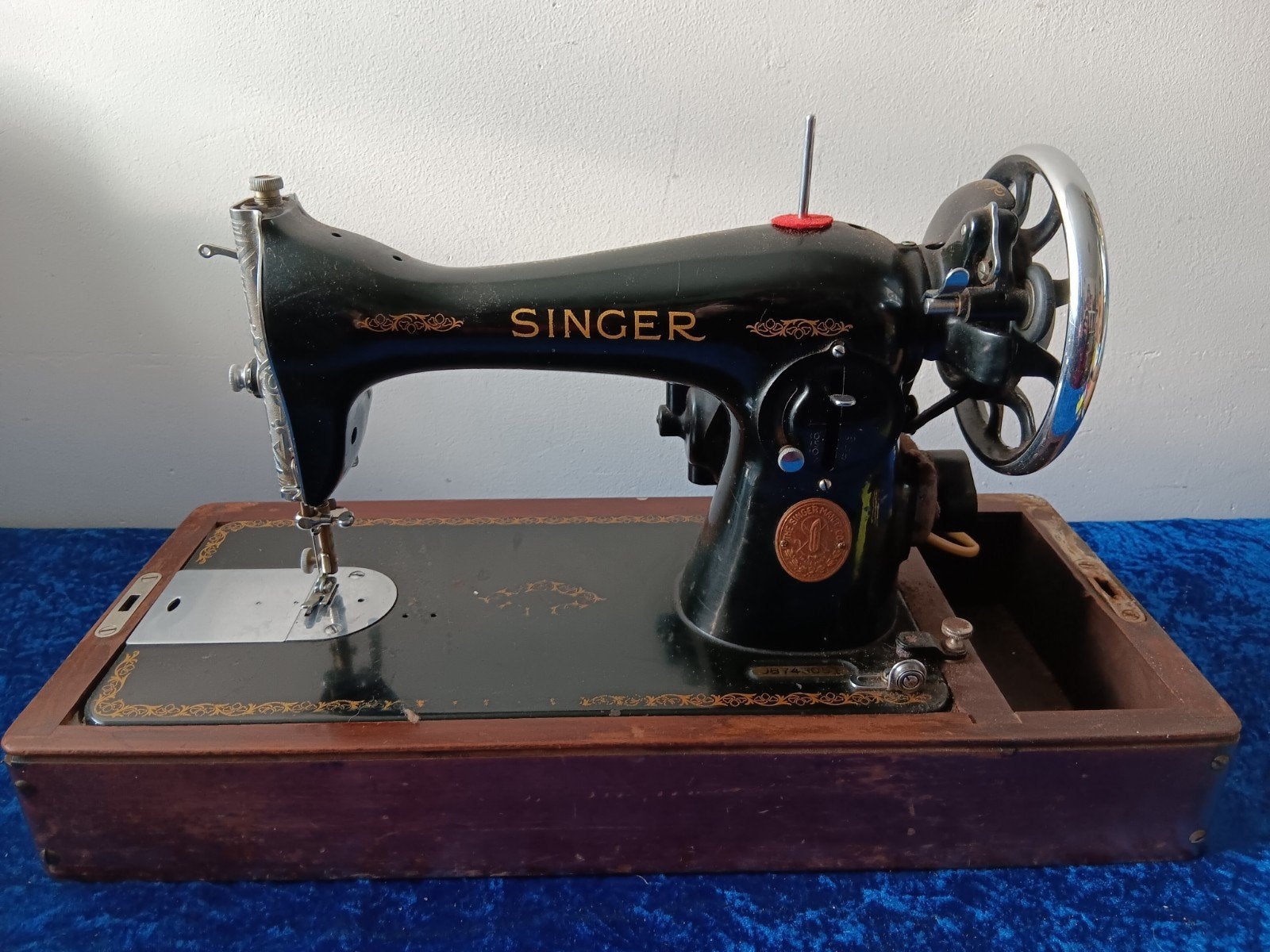 Vintage Singer Naaimachine met Houten Koffer - Werkend, Ophalen of Verzenden