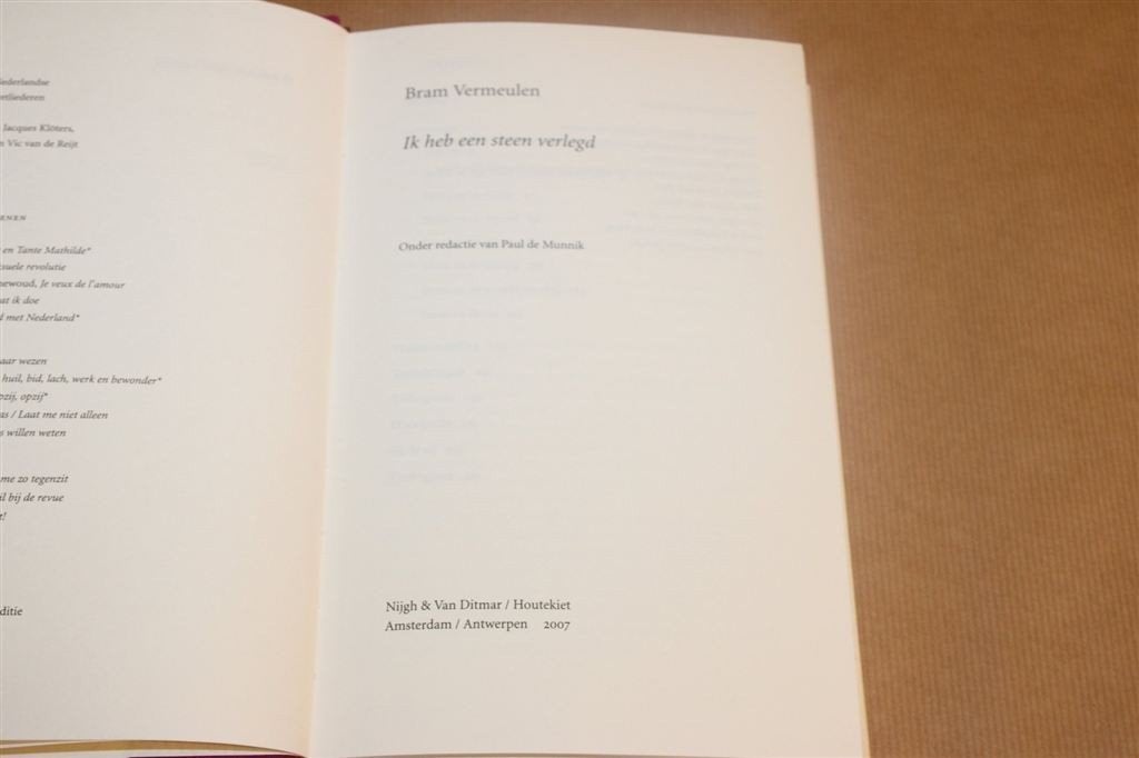 Ik Heb een Steen Verlegd — Bram Vermeulen Liedteksten met CD, Ophalen of Verzenden, Gelezen, Artiest