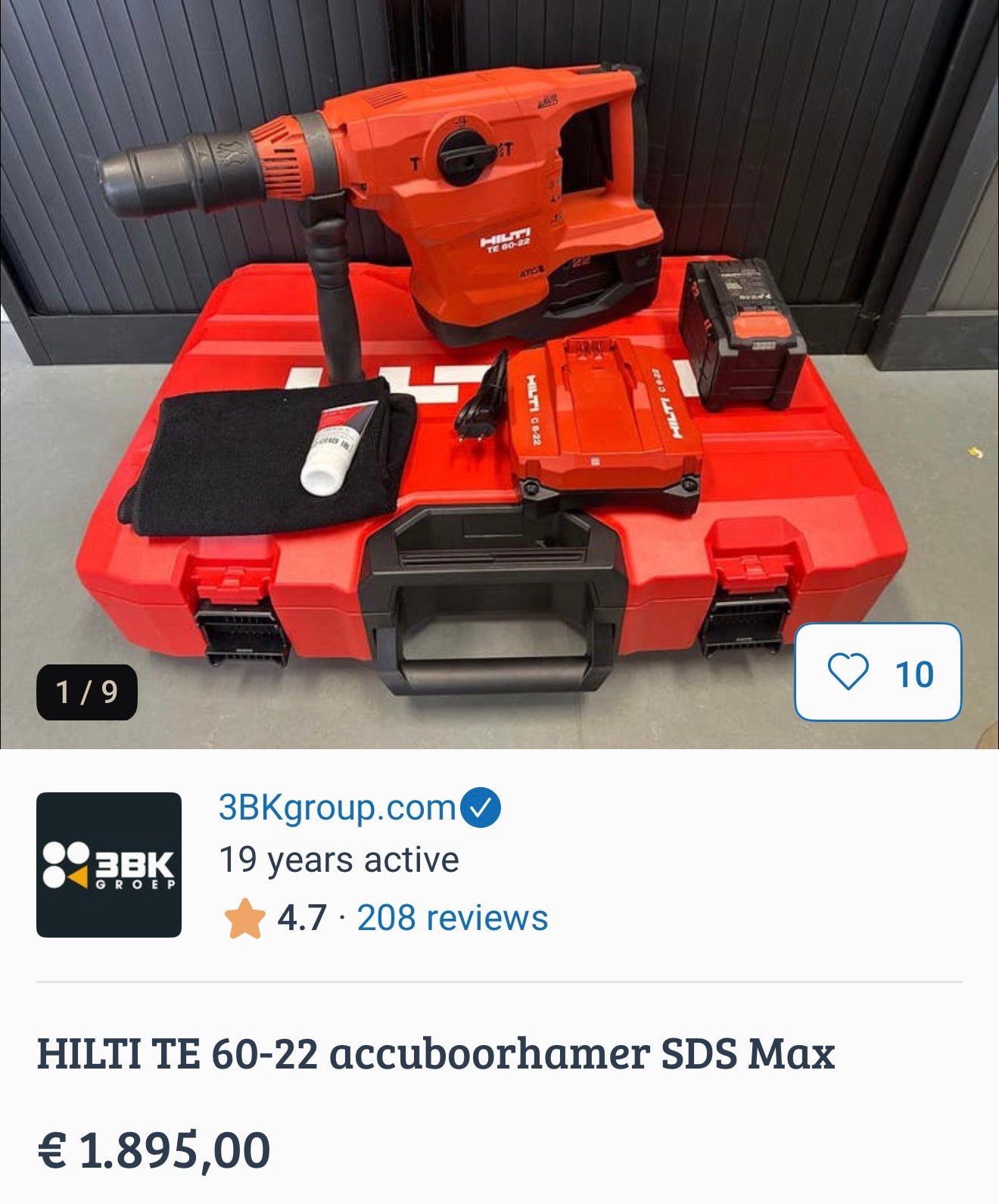 Hilti Nuron TE 500-22 SDS-Max accu-hakhamer Set, 600 watt of meer, Boor- en/of Breekhamer, Ophalen of Verzenden, Zo goed als nieuw