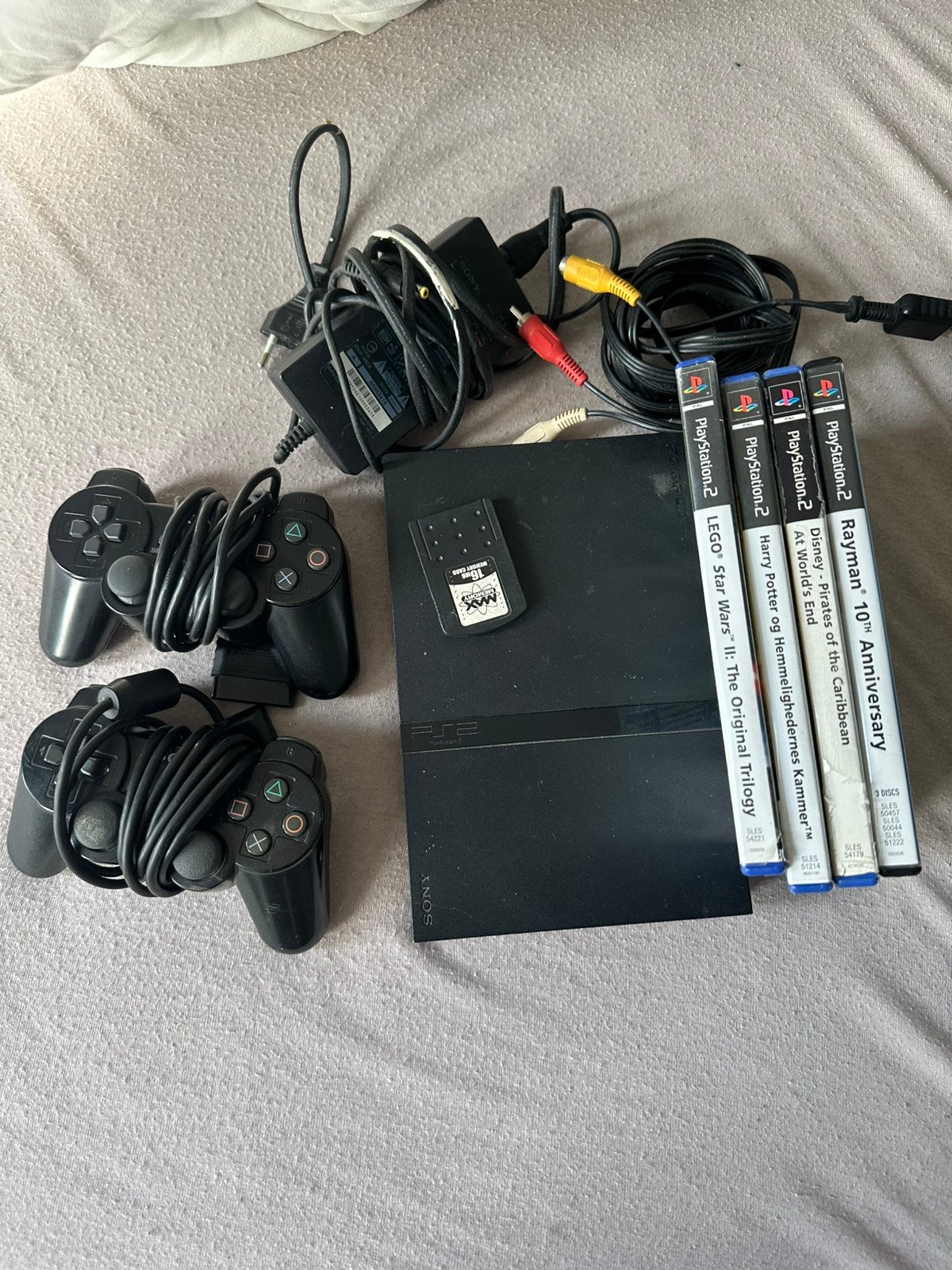 Ps 2 slim, Zwart, Met games, Met 2 controllers, Ophalen of Verzenden