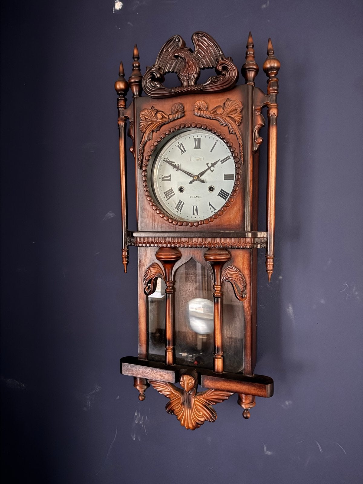 31 dagen Regulateur Wandklok (90 cm) recent onderhouden., Ophalen of Verzenden