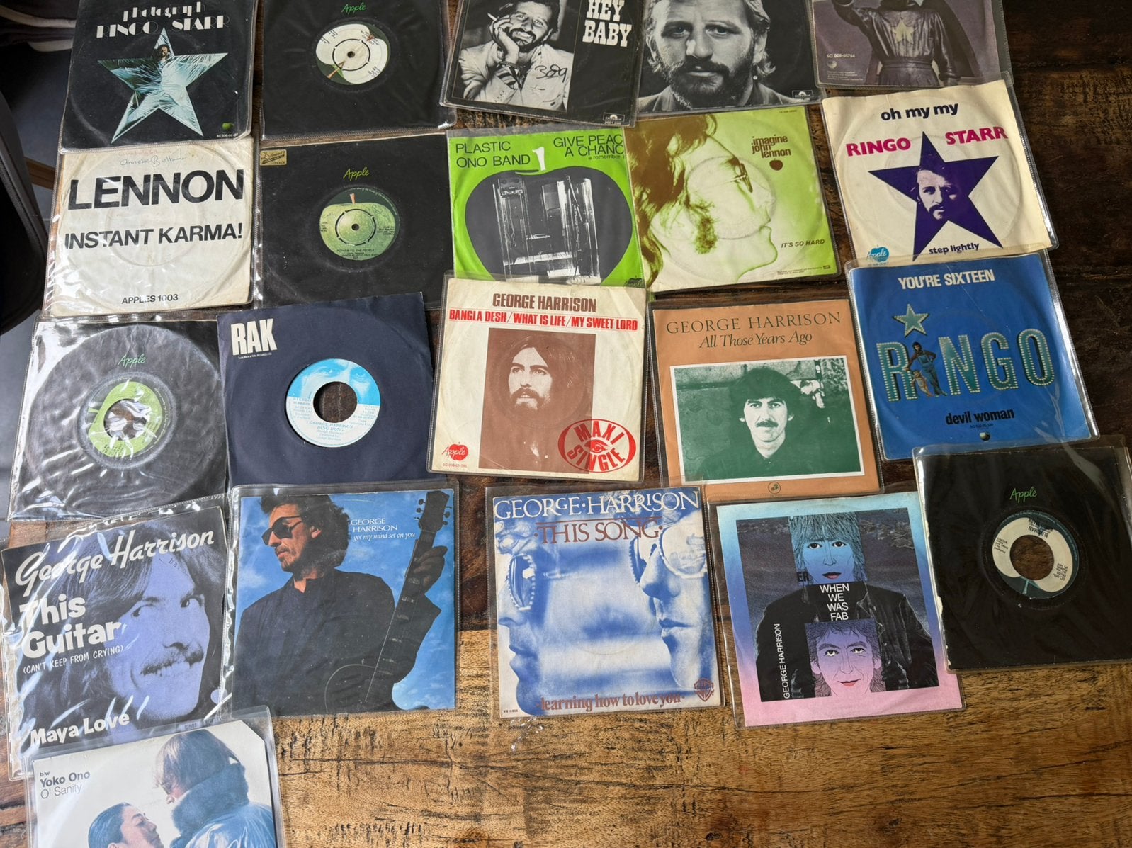 Partij 21 singles Lennon, George Harrison, Ringo Starr, Ophalen of Verzenden