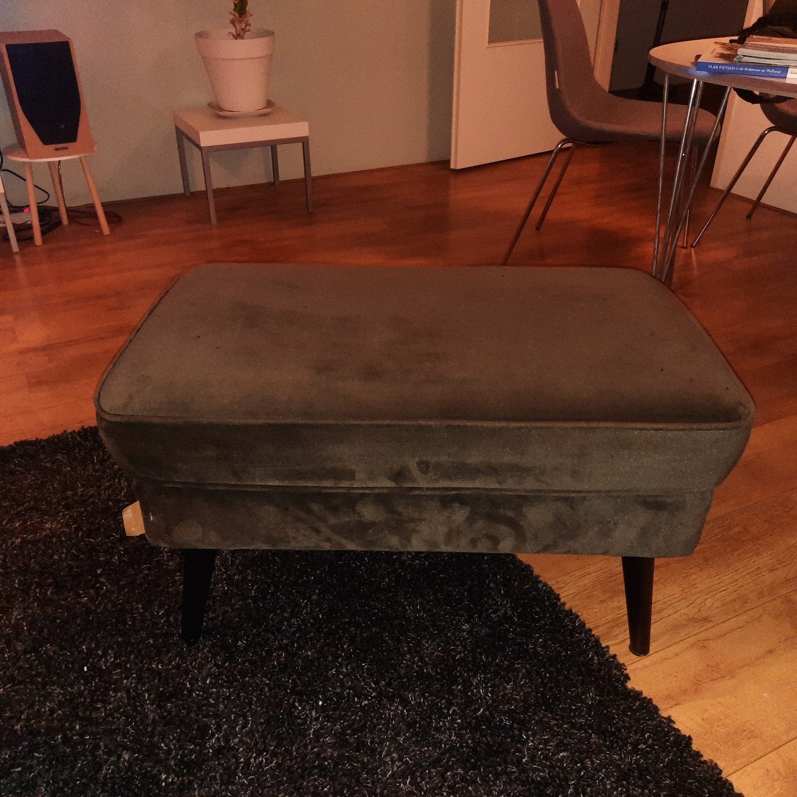 Woood  stijlvolle warm groene fluwelen hocker poef  Wood, Ophalen, Gebruikt, Modern, Scandinavisch, Minder dan 50 cm