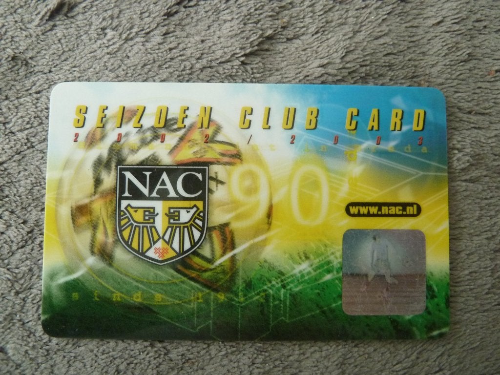 Seizoenclubcard  NAC 2002/2003.  Gele achterkant, Ophalen of Verzenden, Gebruikt, NAC Breda, Overige typen
