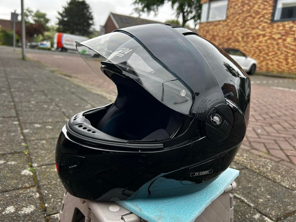 Nolan N102 Systeemhelm - Zwart, Motoren, Kleding | Motorhelmen, Systeemhelm, Ophalen of Verzenden, S, Tweedehands