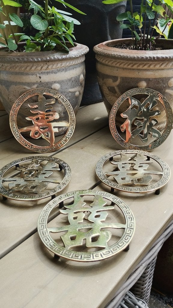 Antieke messing onderzetters Thailand, Ophalen of Verzenden