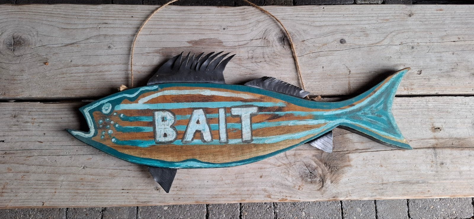Grote vis Bait! eiken hout mancave bbq, Huis en Inrichting, Ophalen of Verzenden, Zo goed als nieuw