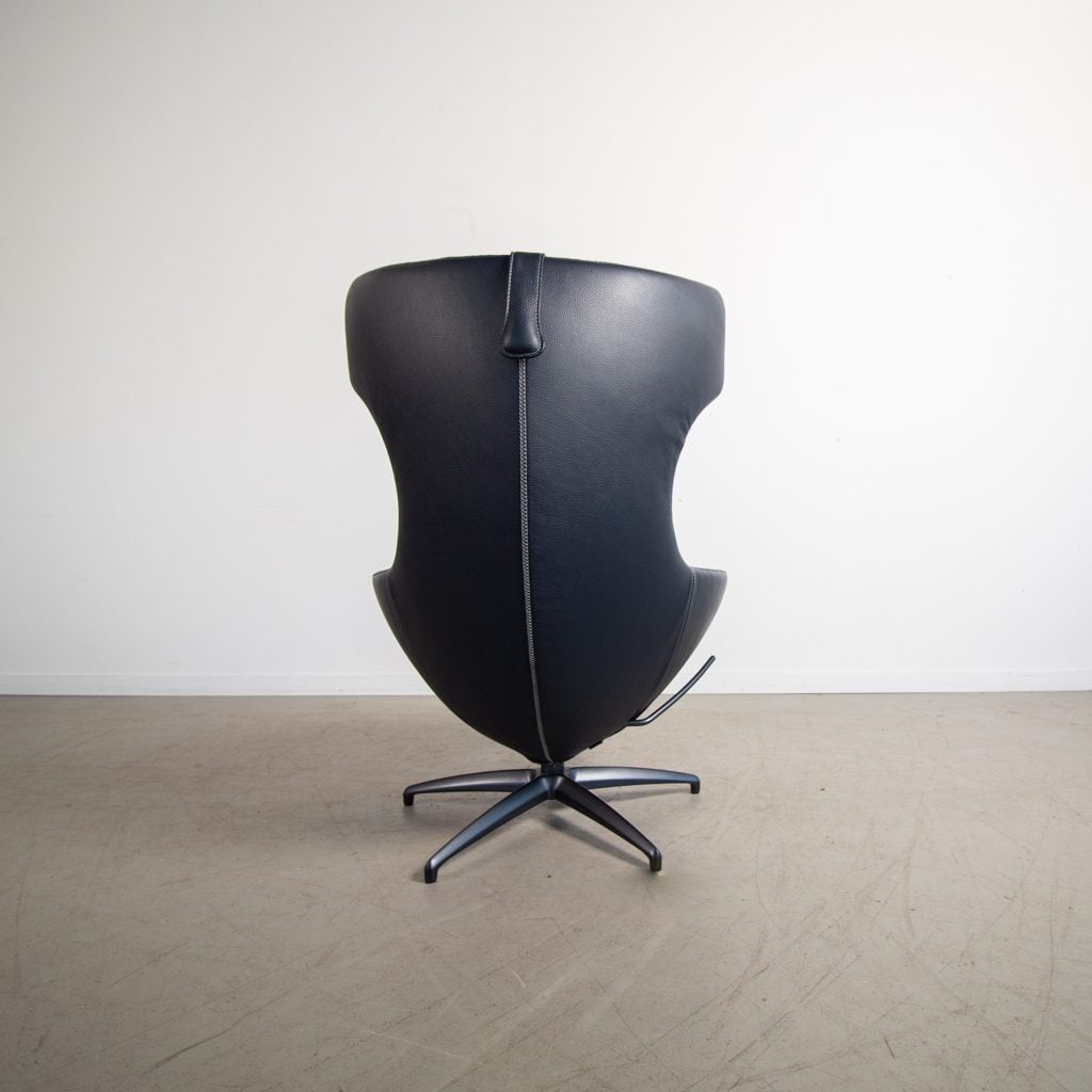 Leolux Caruzzo Plus Fauteuil Blauw Leer/Stof, Huis en Inrichting, Fauteuils, Niet ingevuld, Zo goed als nieuw, Niet ingevuld, Niet ingevuld