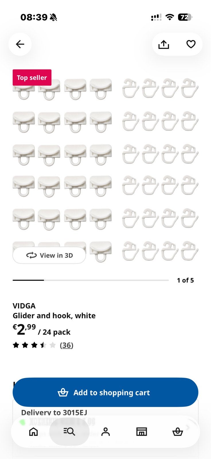 IKEA VIDGA gordijnhaakjes – nieuw, IKEA, Ophalen of Verzenden