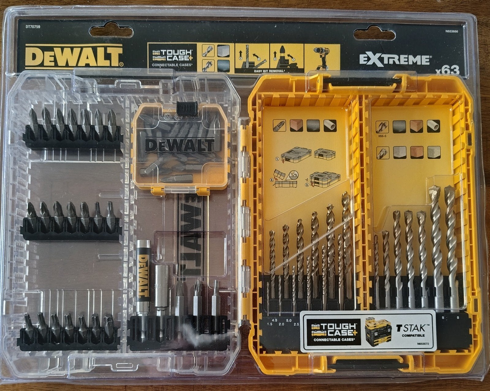 DeWalt Extreme Boor- en Bitset 63-delig in Tough Case, Ophalen of Verzenden, Nieuw, Overige typen