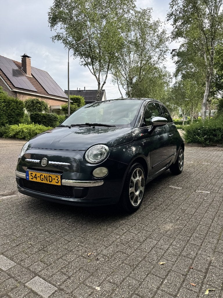 Fiat 500 1.2 C 2008 Donkerblauw | Lederen bekleding | Velgen, Voorwielaandrijving, 1242 cc, 4 cilinders, 840 kg