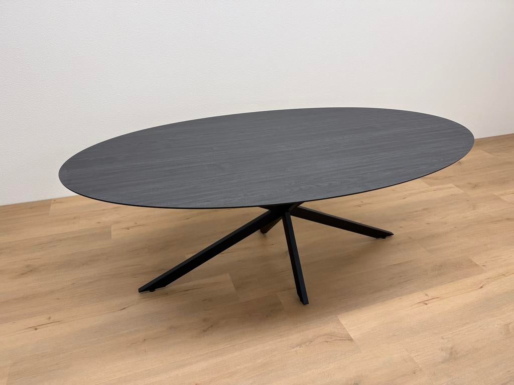 Ovale eettafel HPL Eiken 200x100 - Direct Leverbaar, 100 tot 150 cm, 200 cm of meer, Ophalen of Verzenden, Zo goed als nieuw