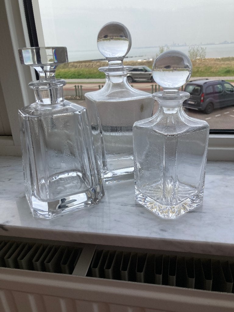 Set van 3 kristallen karaffen, Ophalen of Verzenden