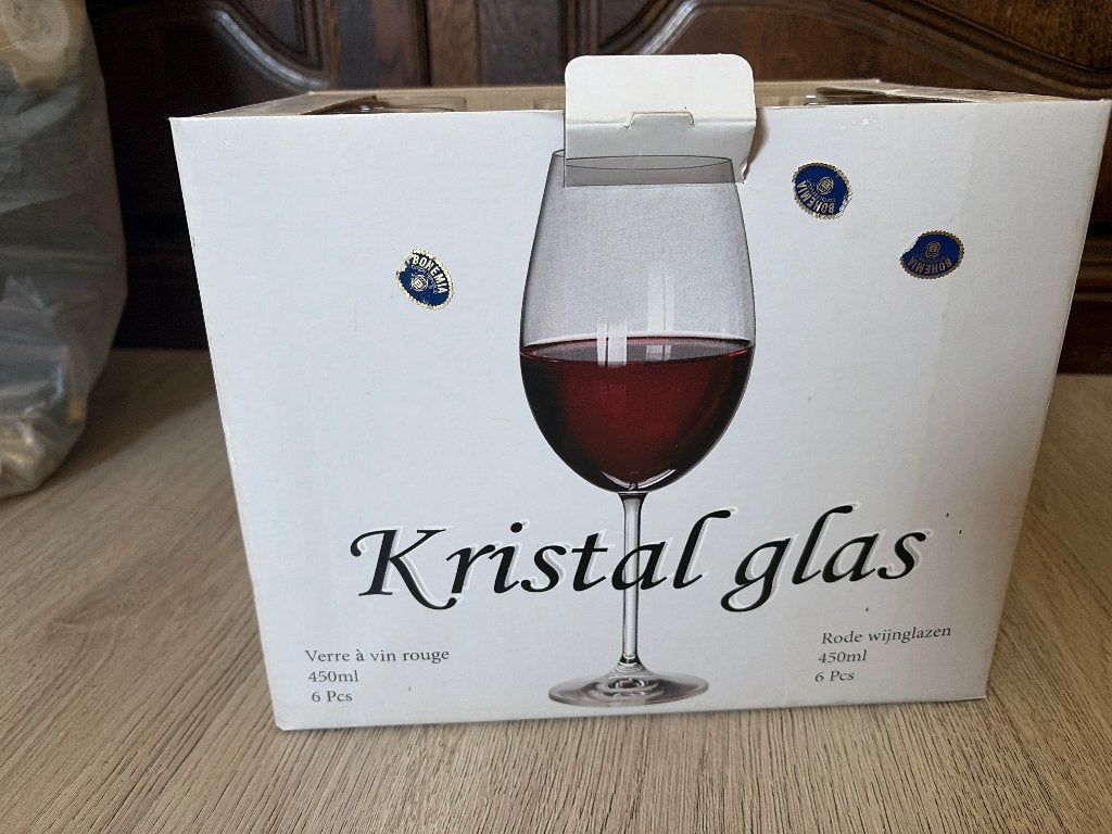 Kristalglas Rode Wijnglazen - Set van 6 (450ml), Ophalen of Verzenden, Nieuw, Overige typen