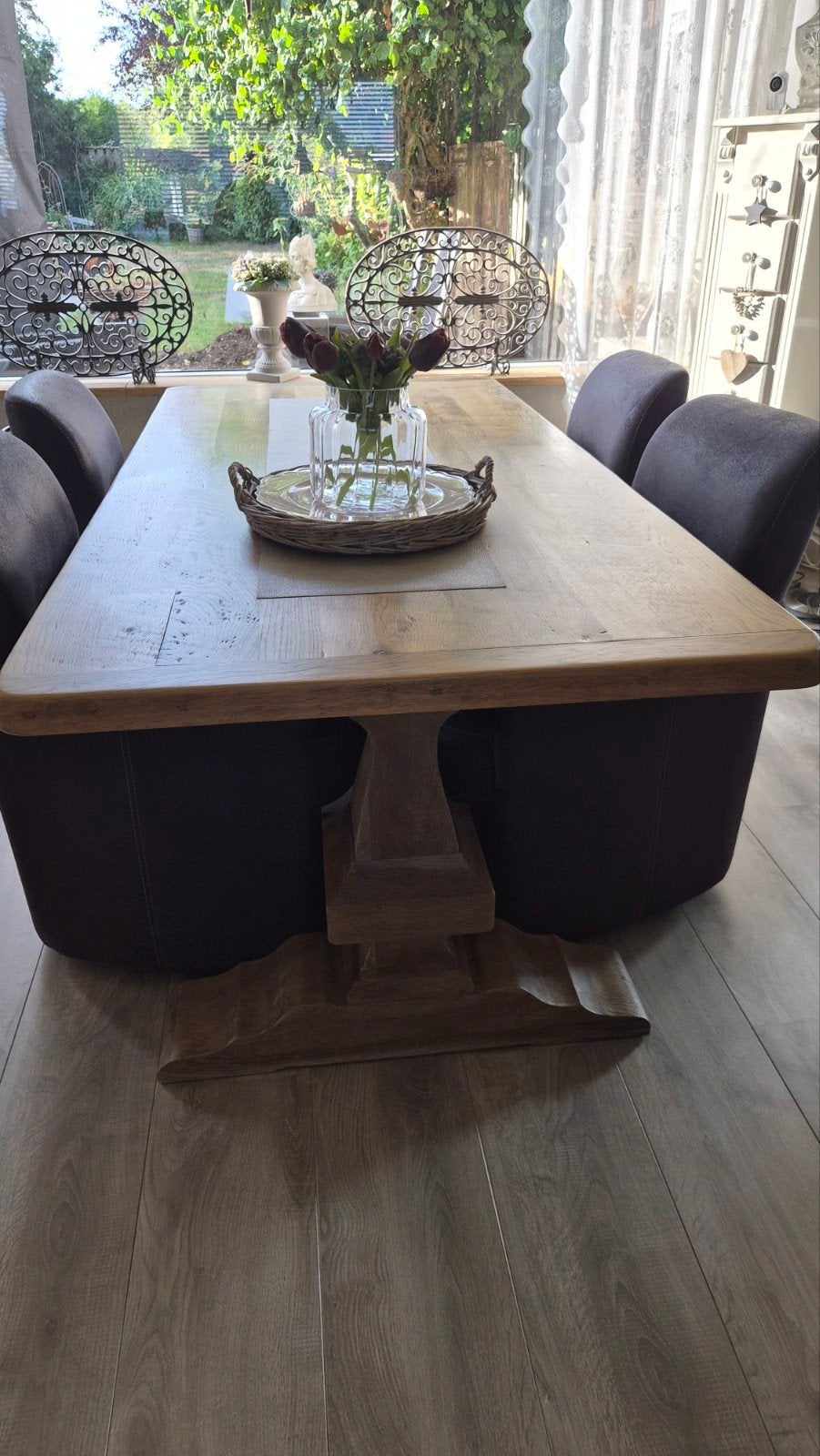 Kloostertafel   //  eiken, Huis en Inrichting, Tafels | Eettafels, Ophalen, Gebruikt, Eikenhout, 200 cm of meer