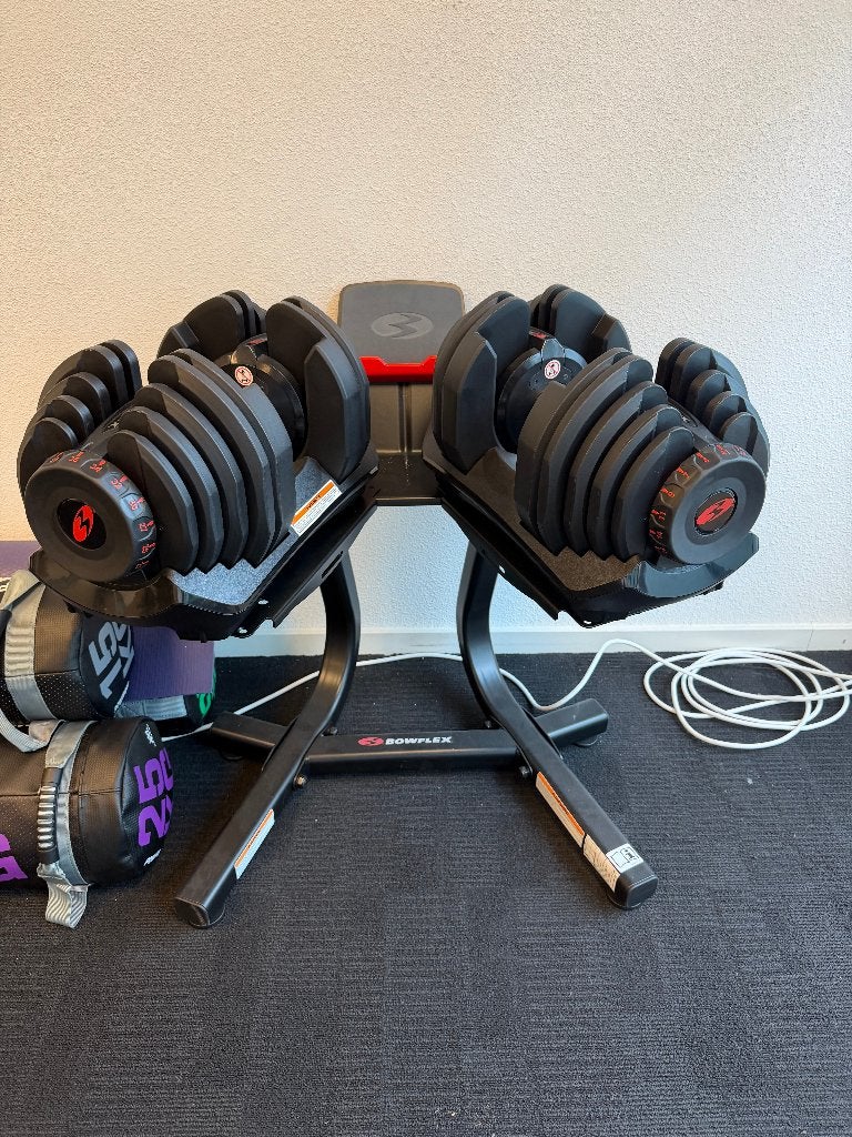 Bowflex SelectTech 1090 dumbbells 2x 41 kg + standaard, Ophalen, Zo goed als nieuw, Dumbbell