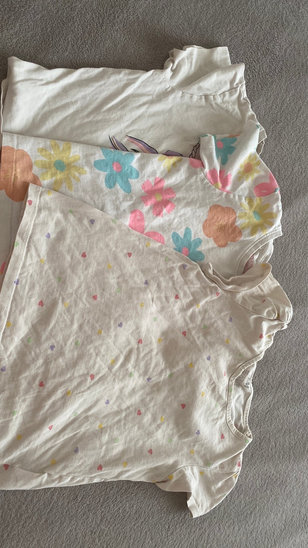 Set of 3 Cotton T-Shirts: Unicorn & Floral (Size 110/116), Ophalen of Verzenden, Gebruikt, Meisje, Shirt of Longsleeve
