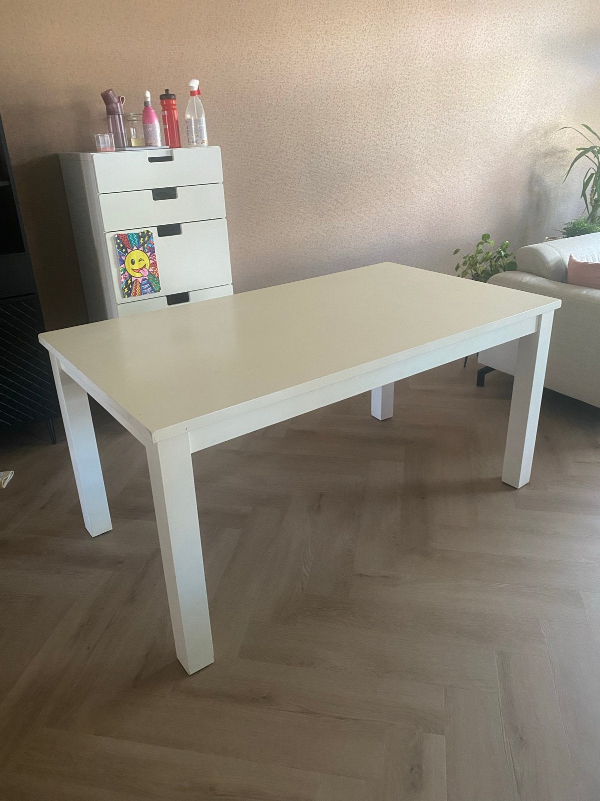 Witte gebruikte eettafel - 160x90x78 cm, Huis en Inrichting, Ophalen, Gebruikt, 50 tot 100 cm, Vijf personen of meer