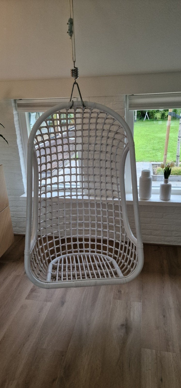 Hangstoel ei, wit rotan, Ophalen, Zo goed als nieuw, 75 tot 100 cm, Minder dan 50 cm