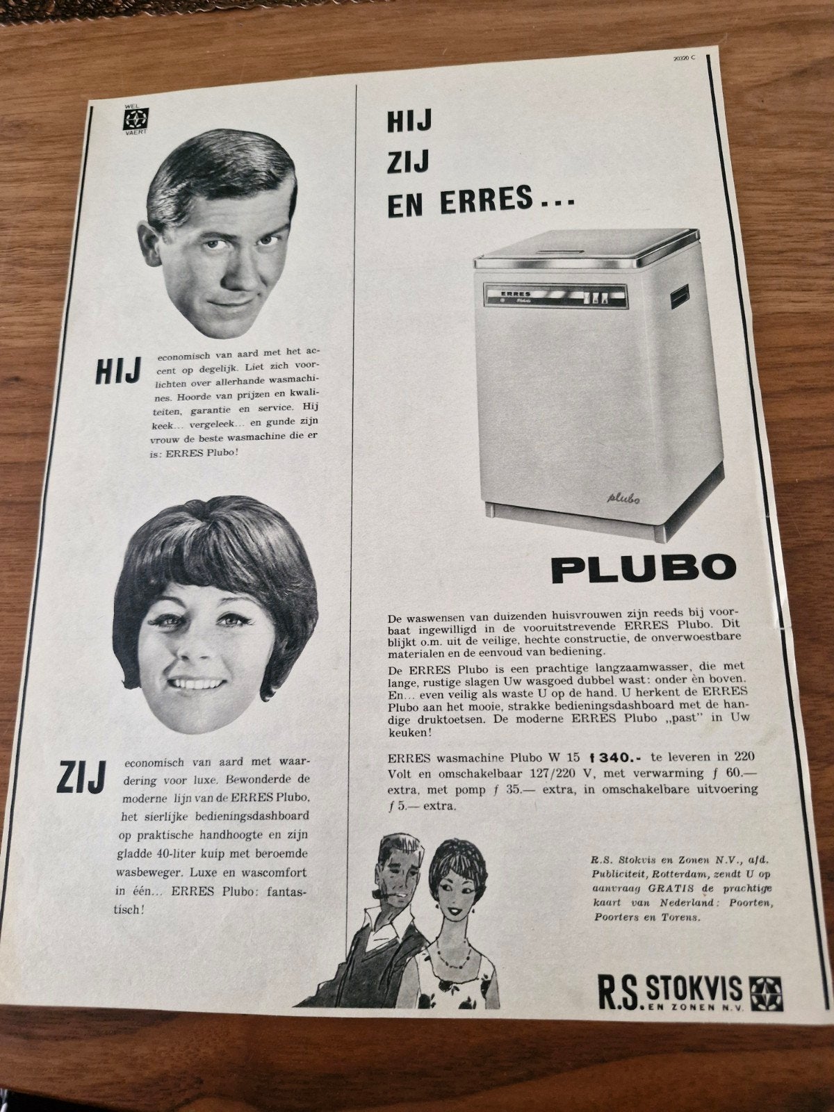 Vintage ERRES Plubo Wasmachine - Jaren '60 Advertentie, Ophalen of Verzenden, 1960 tot 1980, Tijdschrift