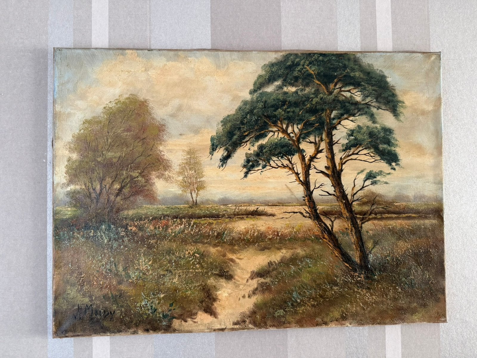 Mooi schilderij 50 x 70 cm van schilder J. Moody, Ophalen of Verzenden, Klassiek, Gesigneerd, Landschap