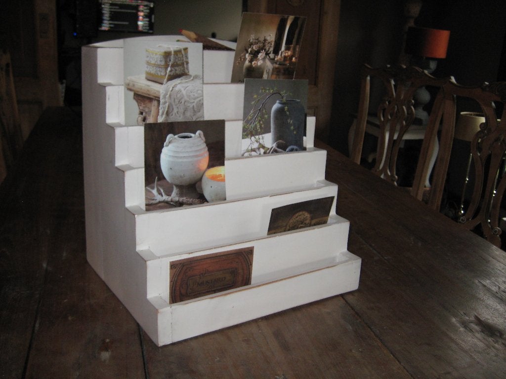 Houten kaartenbak / hobbybak, Ophalen of Verzenden, Gebruikt, Wit, Hout
