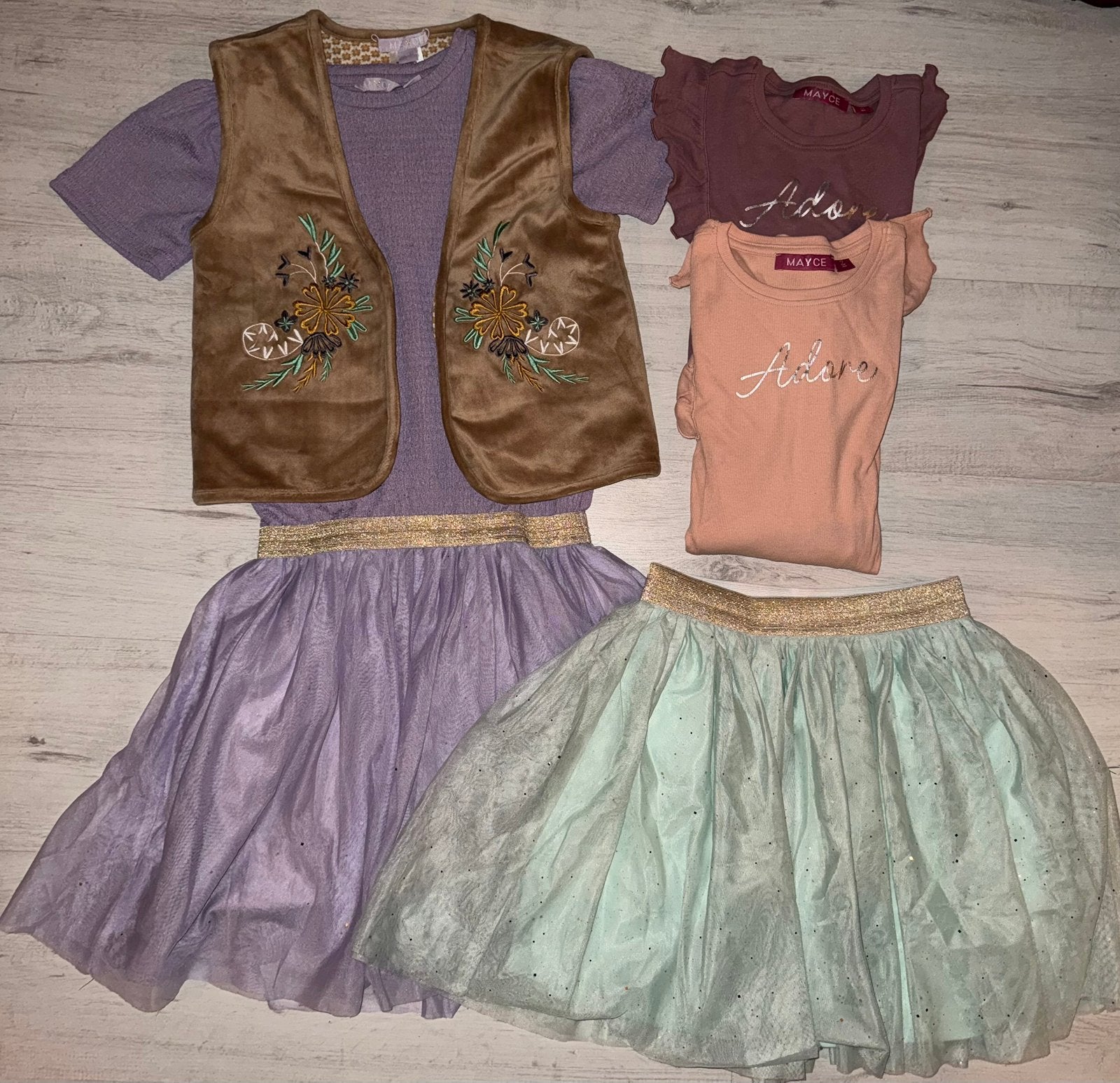 Setje mayce jurk shirt rok maat 164, Ophalen of Verzenden, Zo goed als nieuw, Meisje, Setje