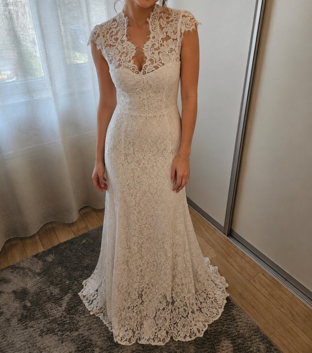 Prachtige trouwjurk kant 38 ivory nieuw met sluier cecile, Ophalen, Nieuw, Wit